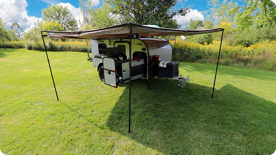 large awning outdoor relaxation RV