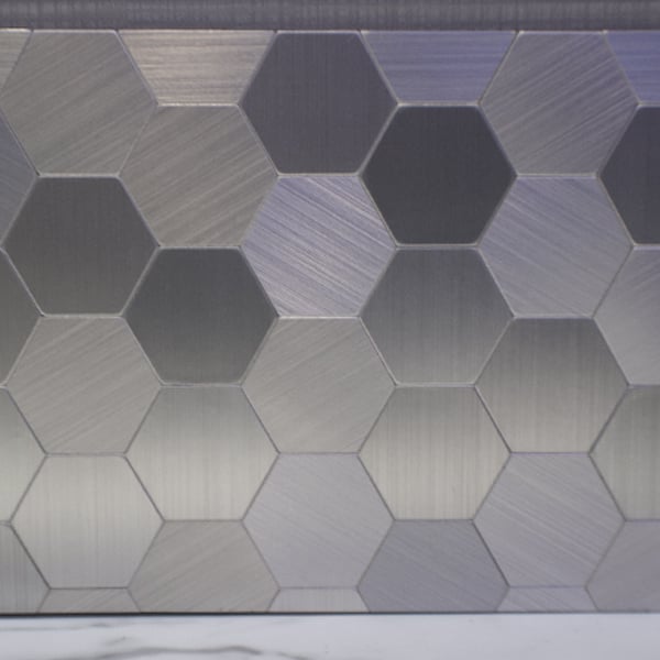 ProntoMosaics Stainless Steel Hexagon Range Backsplash